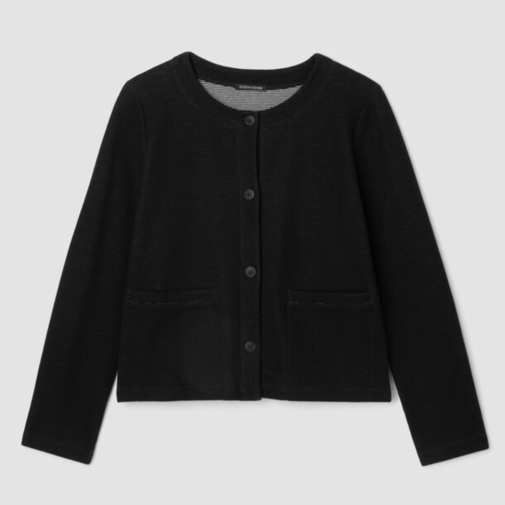 Eileen Fisher Doubleknit Organic Cotton Stripe Cardigan XXS black cardigan
